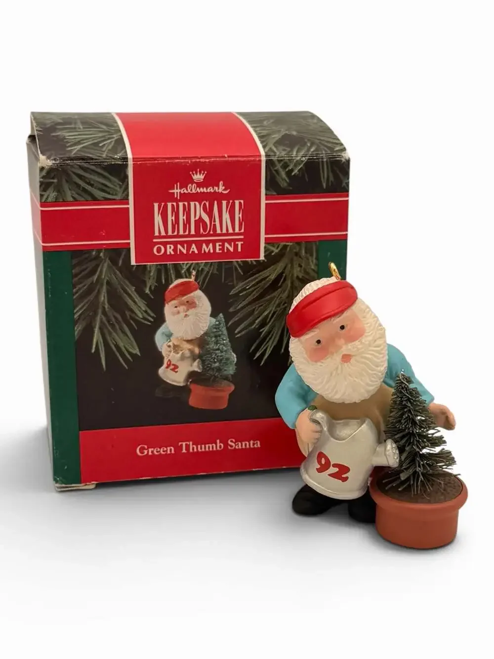 1992 Hallmark Keepsake Ornament Green Thumb Santa